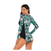 Flowers One-piece Long-Sleeve Swimwear